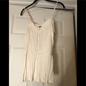 Cream Button Front Peplum Tank